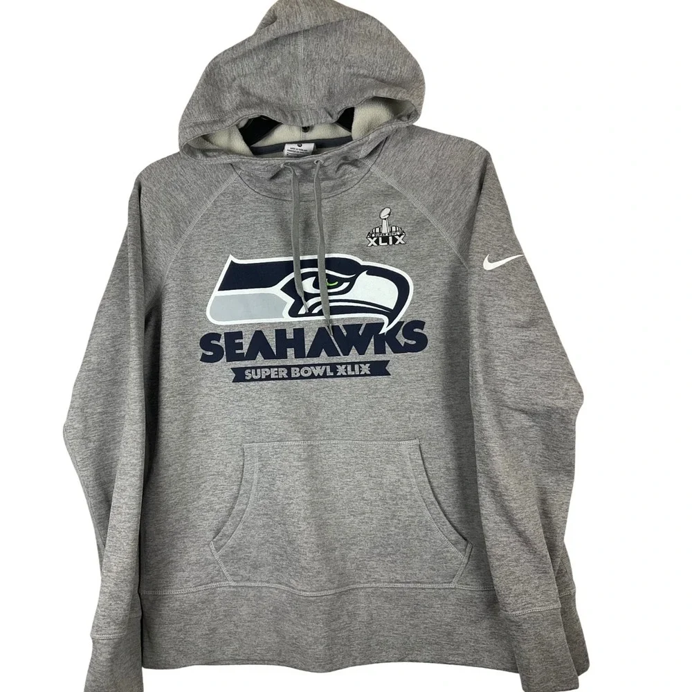 Nike Seattle Seahawks Super‎ Bowl XLIX Therma-FIT Hoodie Grey Womens M